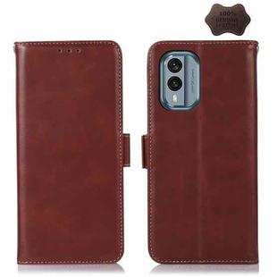 For Nokia X30 5G Crazy Horse Top Layer Cowhide Leather Phone Case(Brown)