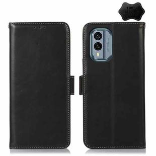 For Nokia X30 5G Crazy Horse Top Layer Cowhide Leather Phone Case(Black)