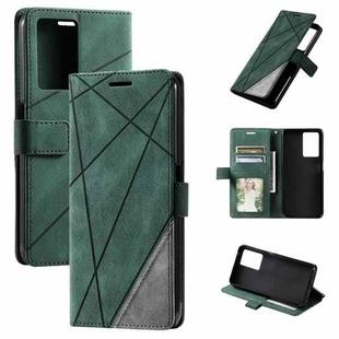 For OPPO A57 2022 Skin Feel Splicing Leather Phone Case(Green)