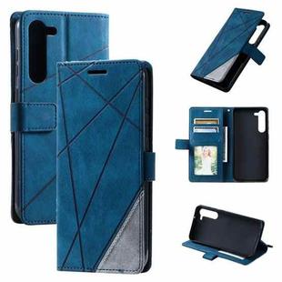 For Samsung Galaxy S23 5G Skin Feel Splicing Leather Phone Case(Blue)