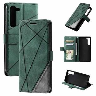 For Samsung Galaxy S23 5G Skin Feel Splicing Leather Phone Case(Green)