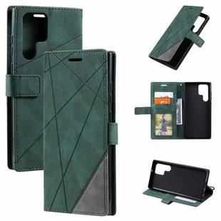 For Samsung Galaxy S23 Ultra 5G Skin Feel Splicing Leather Phone Case(Green)