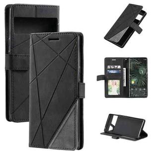For Google Pixel 6a Skin Feel Splicing Leather Phone Case(Black)
