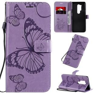 For OnePlus 8 Pro 3D Butterflies Embossing Pattern Horizontal Flip Leather Case with Holder & Card Slot & Wallet & Lanyard(Purple)
