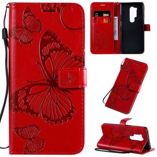 For OnePlus 8 Pro 3D Butterflies Embossing Pattern Horizontal Flip Leather Case with Holder & Card Slot & Wallet & Lanyard(Red)