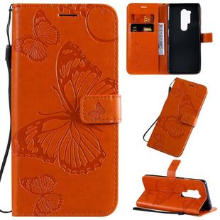 For OnePlus 8 Pro 3D Butterflies Embossing Pattern Horizontal Flip Leather Case with Holder & Card Slot & Wallet & Lanyard(Orange)