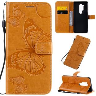 For OnePlus 8 Pro 3D Butterflies Embossing Pattern Horizontal Flip Leather Case with Holder & Card Slot & Wallet & Lanyard(Yellow)