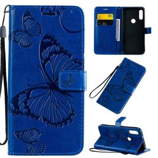 For Motorola Moto E7 3D Butterflies Embossing Pattern Horizontal Flip Leather Case with Holder & Card Slot & Wallet & Lanyard(Blue)