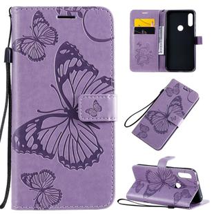 For Motorola Moto E7 3D Butterflies Embossing Pattern Horizontal Flip Leather Case with Holder & Card Slot & Wallet & Lanyard(Purple)