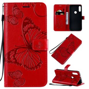 For Motorola Moto E7 3D Butterflies Embossing Pattern Horizontal Flip Leather Case with Holder & Card Slot & Wallet & Lanyard(Red)