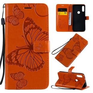 For Motorola Moto E7 3D Butterflies Embossing Pattern Horizontal Flip Leather Case with Holder & Card Slot & Wallet & Lanyard(Orange)
