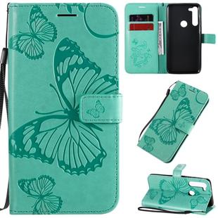 For Motorola Moto G8 Power 3D Butterflies Embossing Pattern Horizontal Flip Leather Case with Holder & Card Slot & Wallet & Lanyard(Green)