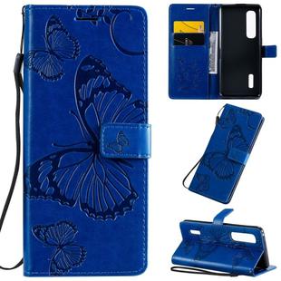 For OPPO Find X2 Pro 3D Butterflies Embossing Pattern Horizontal Flip Leather Case with Holder & Card Slot & Wallet & Lanyard(Blue)