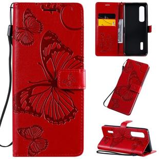 For OPPO Find X2 Pro 3D Butterflies Embossing Pattern Horizontal Flip Leather Case with Holder & Card Slot & Wallet & Lanyard(Red)