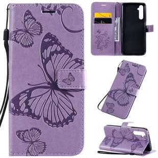 For OPPO Realme 6 Pro 3D Butterflies Embossing Pattern Horizontal Flip Leather Case with Holder & Card Slot & Wallet & Lanyard(Purple)