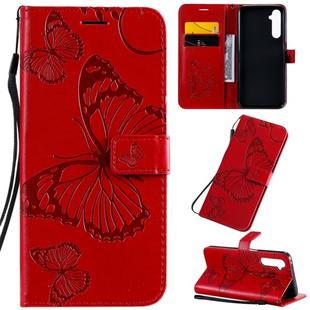 For OPPO Realme 6 Pro 3D Butterflies Embossing Pattern Horizontal Flip Leather Case with Holder & Card Slot & Wallet & Lanyard(Red)