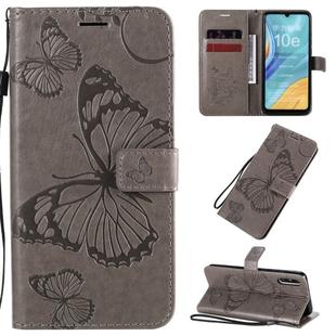 For Huawei Enjoy 10e 3D Butterflies Embossing Pattern Horizontal Flip Leather Case with Holder & Card Slot & Wallet & Lanyard(Grey)