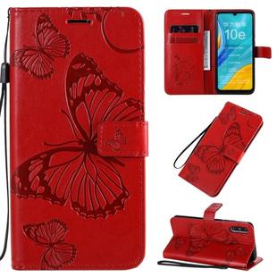 For Huawei Enjoy 10e 3D Butterflies Embossing Pattern Horizontal Flip Leather Case with Holder & Card Slot & Wallet & Lanyard(Red)