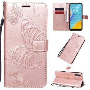 For Huawei Enjoy 10e 3D Butterflies Embossing Pattern Horizontal Flip Leather Case with Holder & Card Slot & Wallet & Lanyard(Rose Gold)