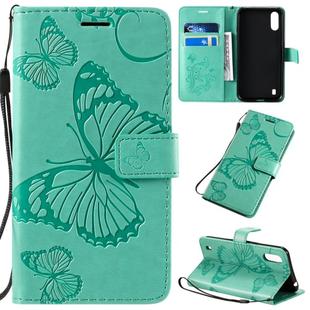 For Galaxy A01 3D Butterflies Embossing Pattern Horizontal Flip Leather Case with Holder & Card Slot & Wallet & Lanyard(Green)