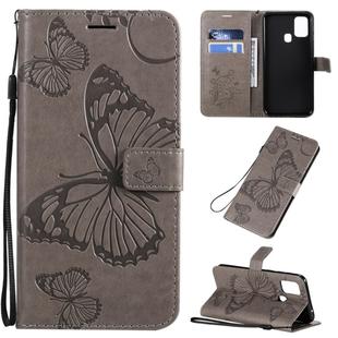 For Galaxy M31 3D Butterflies Embossing Pattern Horizontal Flip Leather Case with Holder & Card Slot & Wallet & Lanyard(Grey)