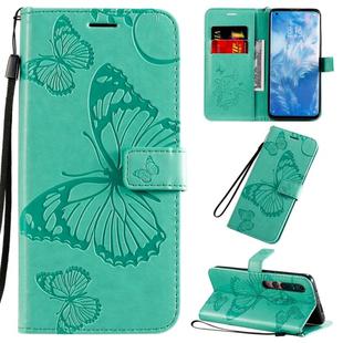 For Xiaomi Mi 10 5G / Mi 10 Pro 5G 3D Butterflies Embossing Pattern Horizontal Flip Leather Case with Holder & Card Slot & Wallet & Lanyard(Green)