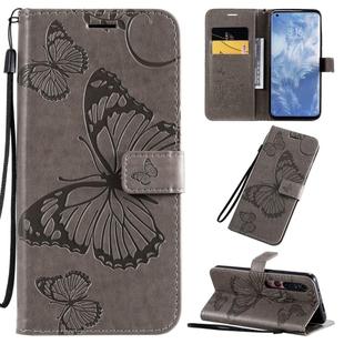 For Xiaomi Mi 10 5G / Mi 10 Pro 5G 3D Butterflies Embossing Pattern Horizontal Flip Leather Case with Holder & Card Slot & Wallet & Lanyard(Grey)