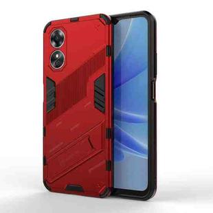 For OPPO A17 4G Global Punk Armor 2 in 1 PC + TPU Shockproof Phone Case with Holder(Red)