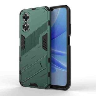 For OPPO A17 4G Global Punk Armor 2 in 1 PC + TPU Shockproof Phone Case with Holder(Green)