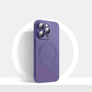 For iPhone 14 Pro Max CD Texture MagSafe Liquid Silicone Phone Case(Dark Purple)