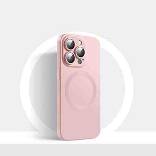 For iPhone 14 CD Texture MagSafe Liquid Silicone Phone Case(Light Pink)