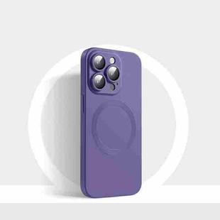 For iPhone 14 Plus CD Texture MagSafe Liquid Silicone Phone Case(Dark Purple)