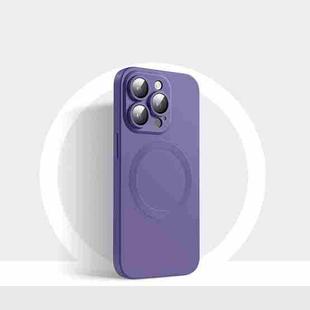 For iPhone 13 Pro CD Texture MagSafe Liquid Silicone Phone Case(Dark Purple)