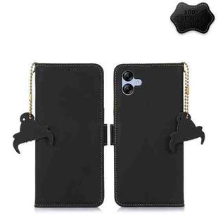 For Samsung Galaxy A04e Genuine Leather Magnetic RFID Leather Phone Case(Black)