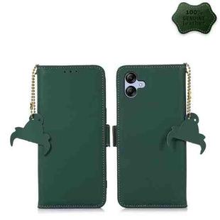 For Samsung Galaxy A04e Genuine Leather Magnetic RFID Leather Phone Case(Green)