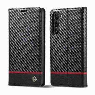 For Samsung Galaxy S23 5G LC.IMEEKE Carbon Fiber PU + TPU Horizontal Flip Leather Phone Case(Horizontal Black)