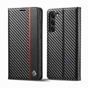 For Samsung Galaxy S23+ 5G LC.IMEEKE Carbon Fiber PU + TPU Horizontal Flip Leather Phone Case(Vertical Black)