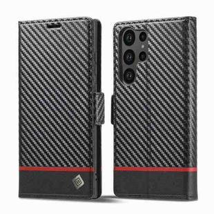 For Samsung Galaxy S23 Ultra 5G LC.IMEEKE Carbon Fiber PU + TPU Horizontal Flip Leather Phone Case(Horizontal Black)