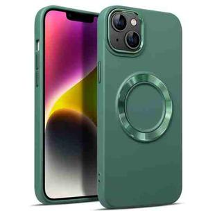 For iPhone 14 MagSafe Imitation Liquid Silicone Phone Case(Dark Green)