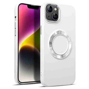 For iPhone 14 Plus MagSafe Imitation Liquid Silicone Phone Case(White)