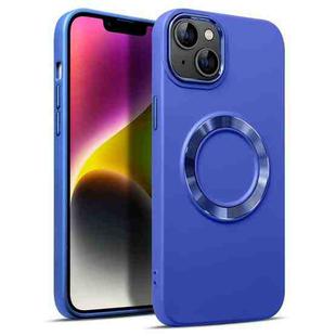 For iPhone 14 Plus MagSafe Imitation Liquid Silicone Phone Case(Blue)