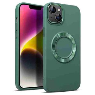 For iPhone 12 Pro Max MagSafe Imitation Liquid Silicone Phone Case(Dark Green)