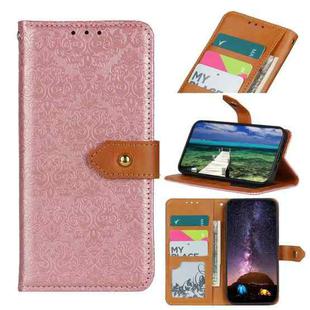 For Motorola Moto G72 European Floral Embossed Flip Leather Phone Case(Pink)