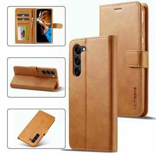 For Samsung Galaxy S23 5G LC.IMEEKE Calf Texture Horizontal Flip Leather Phone Case(Brown)