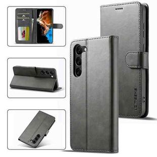 For Samsung Galaxy S23 5G LC.IMEEKE Calf Texture Horizontal Flip Leather Phone Case(Grey)