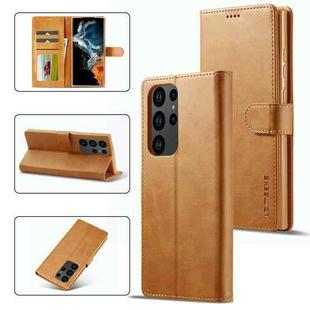 For Samsung Galaxy S23 Ultra 5G LC.IMEEKE Calf Texture Horizontal Flip Leather Phone Case(Brown)