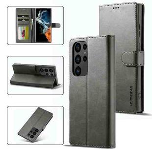 For Samsung Galaxy S23 Ultra 5G LC.IMEEKE Calf Texture Horizontal Flip Leather Phone Case(Grey)