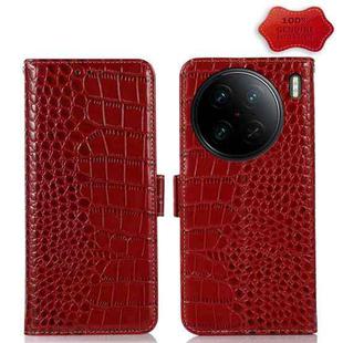 For vivo X90 Pro Crocodile Top Layer Cowhide Leather Phone Case(Red)