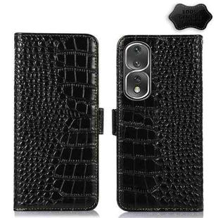 For Honor 80 Pro Crocodile Top Layer Cowhide Leather Phone Case(Black)