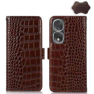 For Honor 80 Pro Crocodile Top Layer Cowhide Leather Phone Case(Brown)